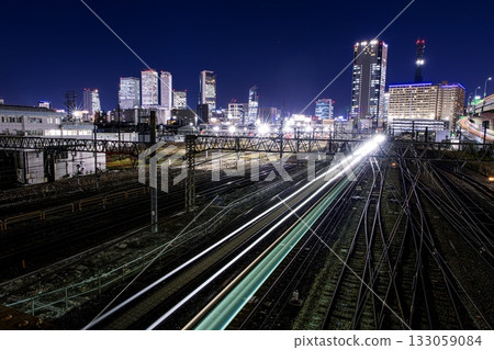 Nagoya City, night view of JR Central Nagoya Depot and Nagoya Station buildings 133059084