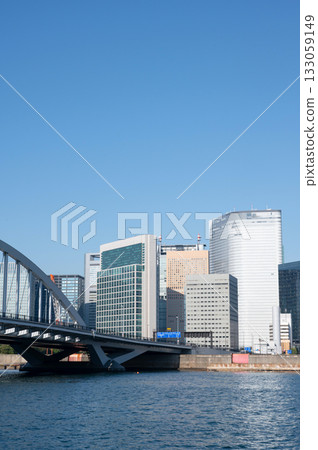 Shiodome skyscrapers seen from Kachidoki 133059149