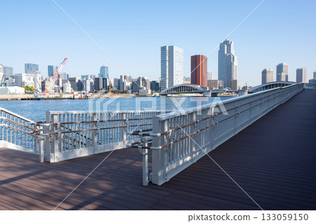 The view of Tsukiji from the Sumida River Terrace in Kachidoki 133059150