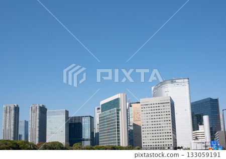 View of Shiodome from Tsukiji Bridge 133059191