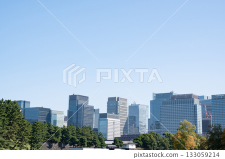 Sakuradamon Gate of the Imperial Palace and the Marunouchi skyscrapers Sakuradamon Gate of the Imperial Palace and the Marunouchi skyscrapers 133059214