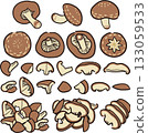 Hand-drawn style shiitake mushroom cut 133059533