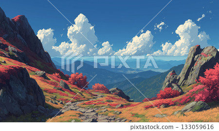 秋高氣爽，山間秋葉飄落，景色宜人。山脊線的景色令人嘆為觀止。 133059616