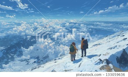 冒險者們克服了嚴寒和暴風雪，登上了頂峰——一片壯麗的銀裝素裹的雪景，只有勇於挑戰的人才能欣賞到這番美景。 133059636