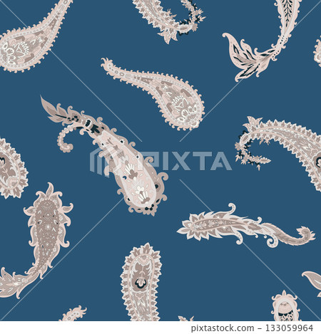 Classic Elegant Paisley Textile Pattern 133059964