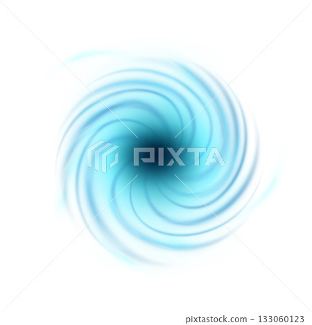 Tornado swirl storm view from above, realistic hurricane wind vortex, vector 3D cyclone twister, whirlwind air funnel 133060123