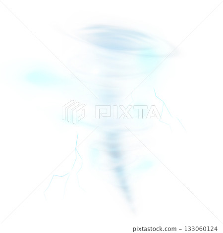 Realistic tornado storm, hurricane wind vortex, vector 3D cyclone twister storm with lightning bolt, air vortex funnel Realistic tornado storm, hurricane wind vortex, vector 3D cyclone twister storm with lightning bolt, air vortex funnel 133060124