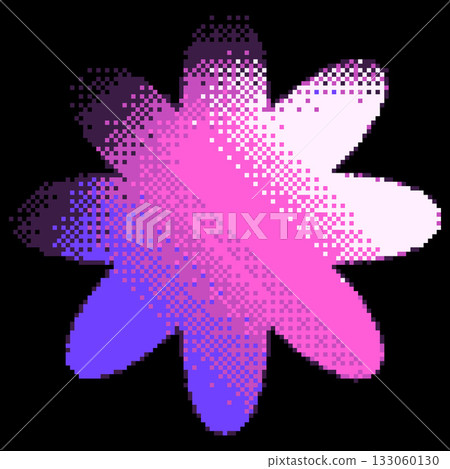 Pink gradient flower vector pixel art holographic effect, dotted pattern, y2k abstract squared grainy chamomile shape Pink gradient flower vector pixel art holographic effect, dotted pattern, y2k abstract squared grainy chamomile shape 133060130