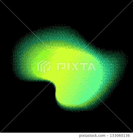 Yellow green gradient vector pixel art with holographic effect, dotted pixelated pattern, abstract squared grainy shape 133060136