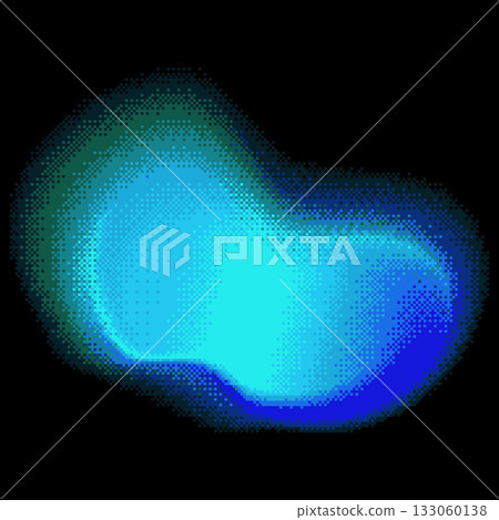 Abstract blurry spot in gradient neon blue-cyan color, 8-bit pixel icon. Abstract blurry spot in gradient neon blue-cyan color, 8-bit pixel icon. 133060138