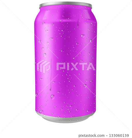 Aluminum drink can, vector realistic blank lilac wet metallic tin can drink beer, soda, water, juice package water drops Aluminum drink can, vector realistic blank lilac wet metallic tin can drink beer, soda, water, juice package water drops 133060139