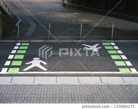 Crosswalk symbol Traffic sign on City street Safety Signage People walk icon 133060175
