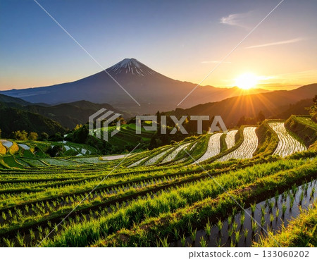 日落和水稻梯田 日落和水稻梯田 133060202