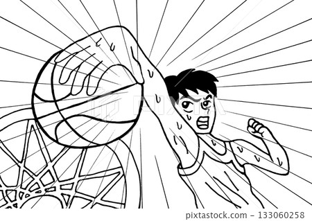 一名男子完成灌籃 一名男子完成灌籃 133060258