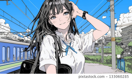 身穿制服的高中女生:通勤上學 身穿制服的高中女生:通勤上學 133060285