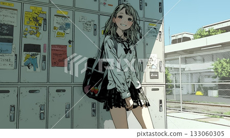 穿著制服的高中女生：更衣室 133060305