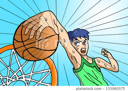 A man making a dunk shot 133060375