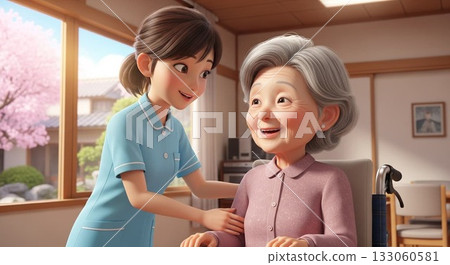 A spring day filled with sunshine and smiling caregivers A spring day filled with sunshine and smiling caregivers 133060581