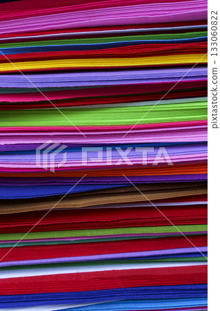 Vibrant Stack of Colorful Felt Fabric Sheets Vibrant Stack of Colorful Felt Fabric Sheets 133060822