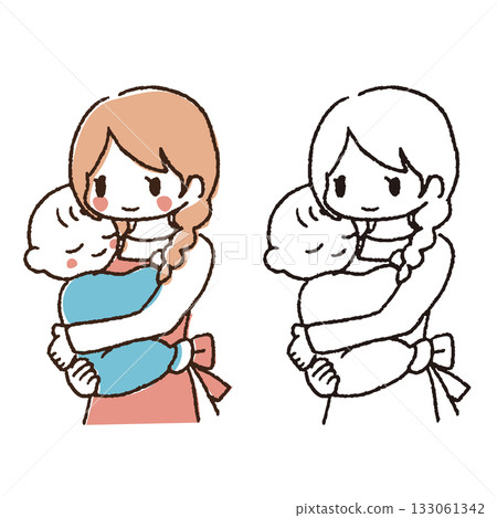 媽媽抱著一個嬰兒 133061342