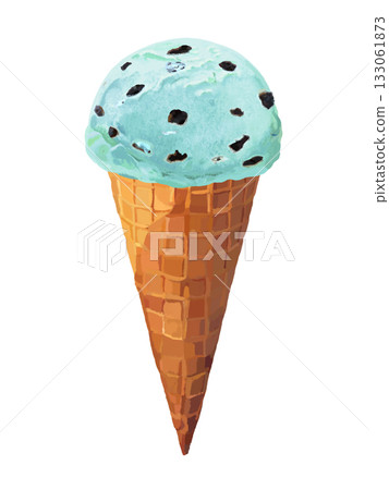 巧克力碎片冰淇淋(巧克力薄荷口味)配華夫餅筒 巧克力碎片冰淇淋(巧克力薄荷口味)配華夫餅筒 133061873