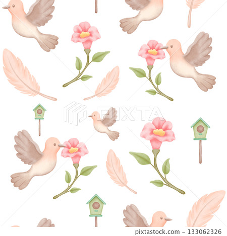 watercolor bird pattern design for national bird day 133062326