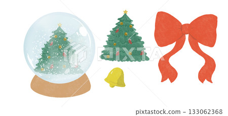 用水彩聖誕樹飾品製作的聖誕插圖 133062368