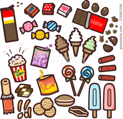 Cute hand-drawn sweets illustration set 133062386