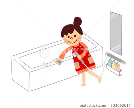 洗澡的婦女 133062615