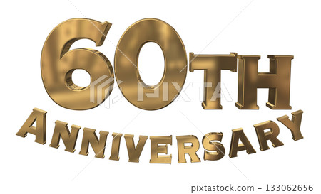 3DCG文字“60週年紀念/60週年紀念標誌閃耀” 3DCG文字“60週年紀念/60週年紀念標誌閃耀” 133062656