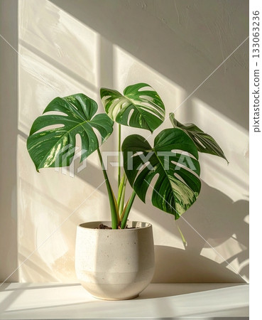 A monstera plant in a minimalist pot 133063236