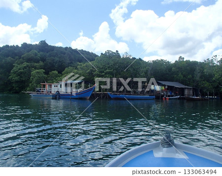 Boat dock seen from the boat Boat dock seen from the boat 133063494