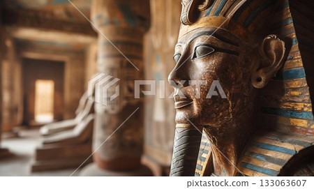 Ancient Egyptian Pharaoh Statue in Timeless Repose. Generative ai 133063607