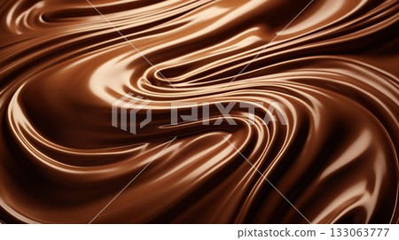 Silky Chocolate Swirls Texture. Generative ai 133063777