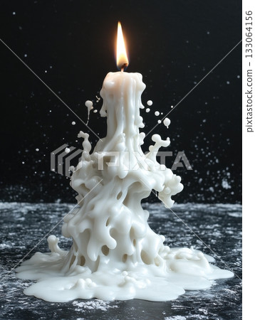Eroded Candle: A Beacon of Light Amidst Melted Waxen Terrain. Eroded Candle: A Beacon of Light Amidst Melted Waxen Terrain. 133064156