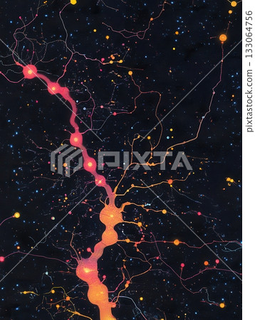 Colorful Neural Network Art: Abstract Depiction of Neuron Connections and Synapses 133064756