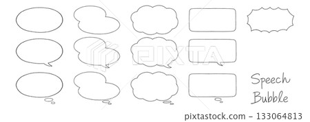 手繪邊框和對話框套裝（橫向） 133064813