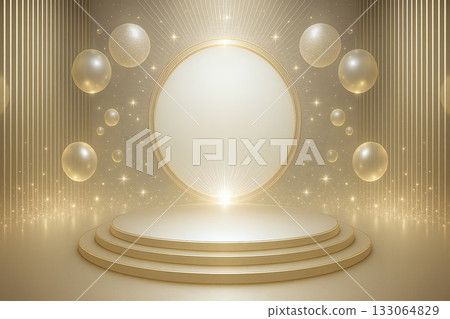 奢華設計,閃亮的圓形框架和金色燈光 奢華設計,閃亮的圓形框架和金色燈光 133064829