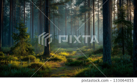 Morning forest 133064855