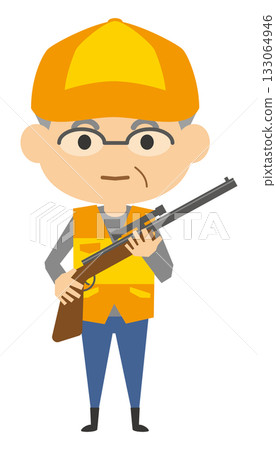 狩獵俱樂部（老年男子）手持獵槍的圖片插圖 133064946