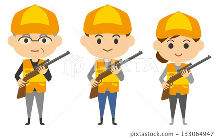 圖中描繪了一名狩獵俱樂部成員手持獵槍的場景。 133064947