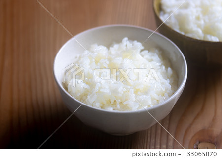 Newly harvested rice served in a bowl Newly harvested rice served in a bowl 133065070