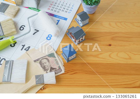Calendar, painting tools, and money | DIY, renovation, painting contractors, schedules, and costs Image Calendar, painting tools, and money | DIY, renovation, painting contractors, schedules, and costs Image 133065261