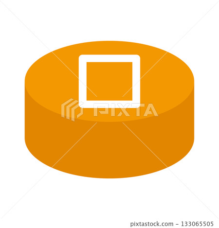 Vector illustration of a simple yellow square button. Transparent background material for cylindrical game switches Vector illustration of a simple yellow square button. Transparent background material for cylindrical game switches 133065505