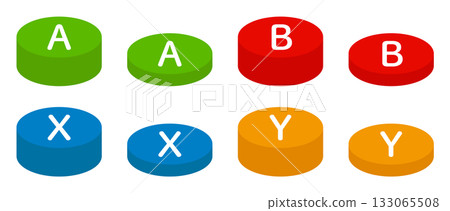 Vector illustration of ABXY buttons before and after pressing. Transparent background material set for cylindrical game switches Vector illustration of ABXY buttons before and after pressing. Transparent background material set for cylindrical game switches 133065508