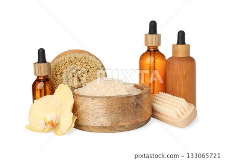 Relaxing natural spa products for New Year, on white, PNG Relaxing natural spa products for New Year, on white, PNG 133065721
