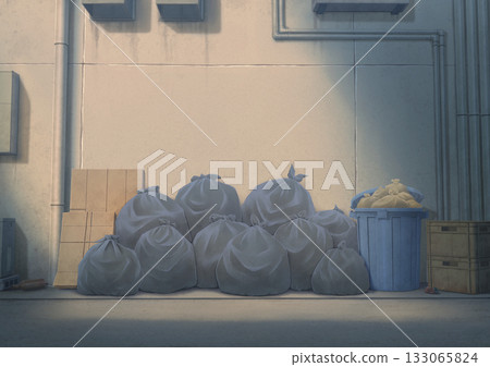 Alleyway garbage dump background illustration 02 133065824