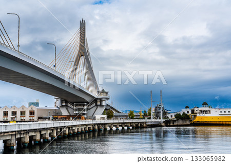 Aomori Bay Bridge and Hakkoda Maru [Aomori City, Aomori Prefecture] 133065982