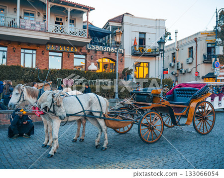 Tourist carriages waiting for passengers in Tbilisi, Georgia Tourist carriages waiting for passengers in Tbilisi, Georgia 133066054