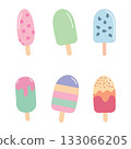 Summer Ice Cream Popsicle Illustration Set 133066205